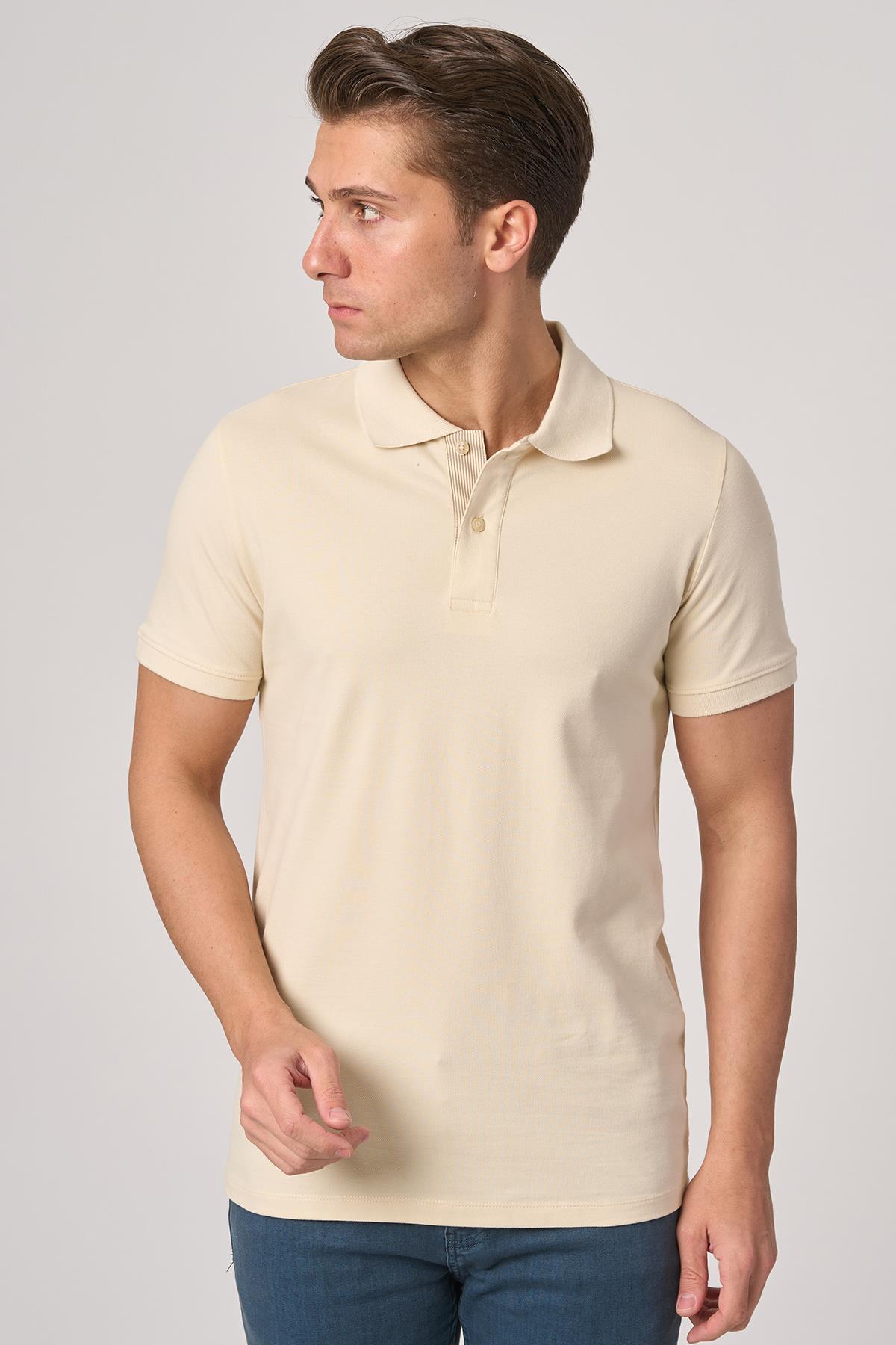 WHİTE STONE  2025-Y  3225-Y POLA YAKA TSHIRT    TAŞ