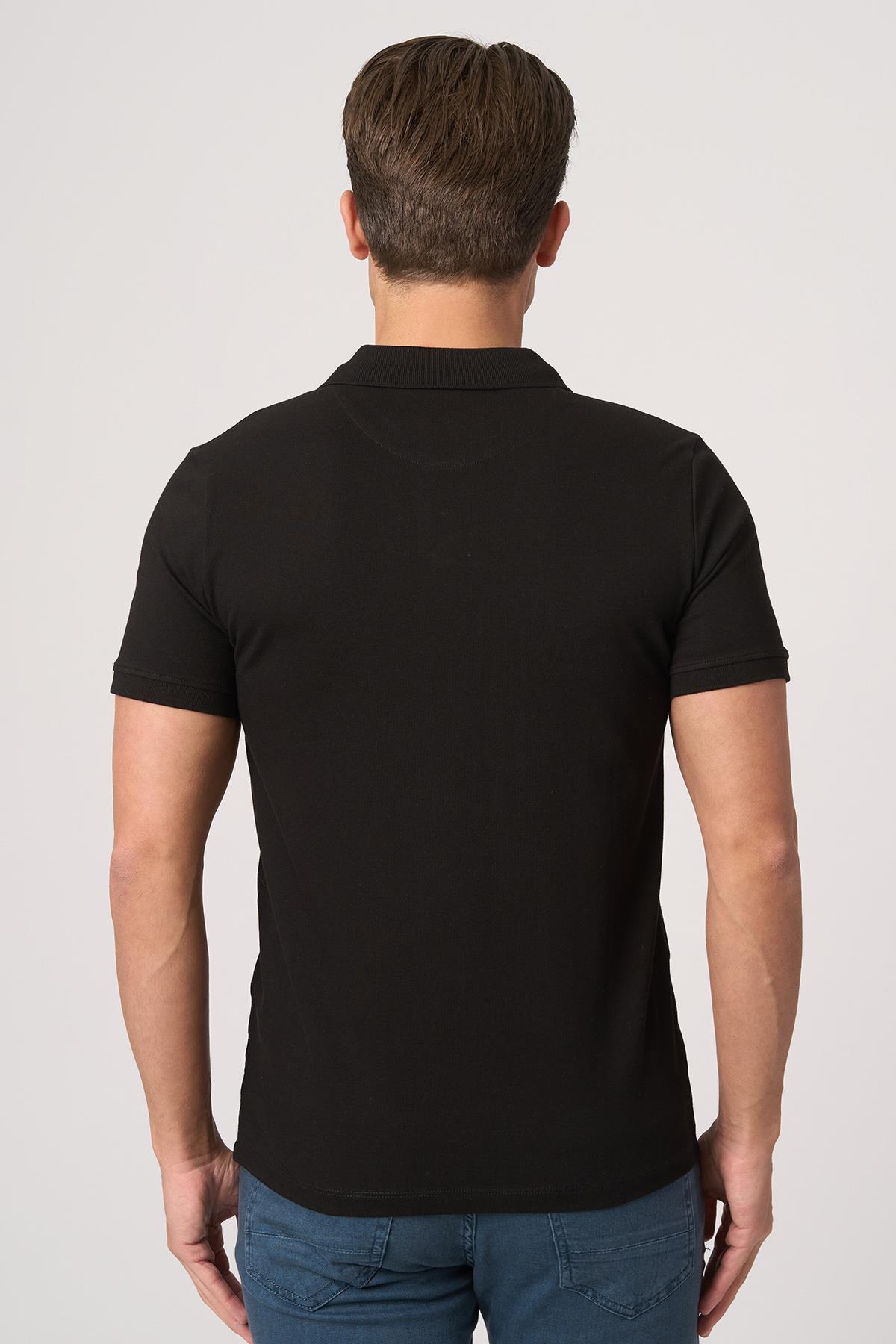 WHİTE STONE  2025-Y  3225-Y POLA YAKA TSHIRT    SİYAH