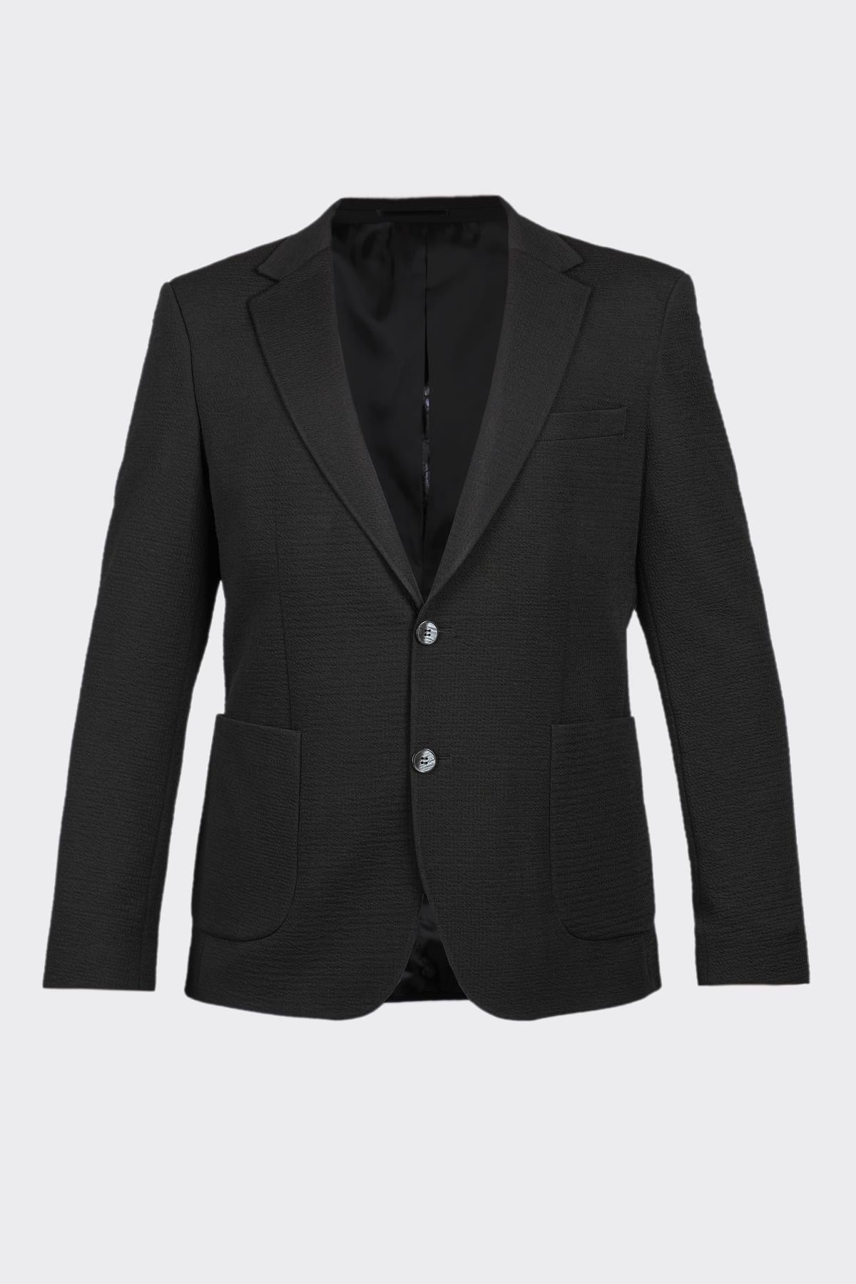 Siyah Casual Slim Fit Bi-Stretch Ceket