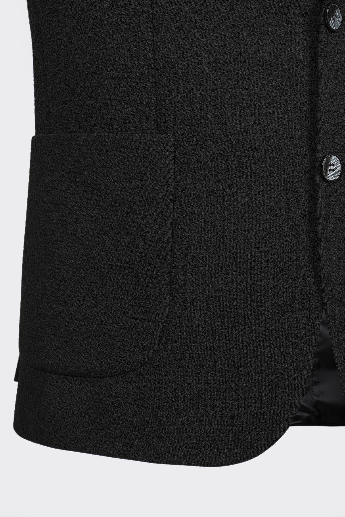 Siyah Casual Slim Fit Bi-Stretch Ceket