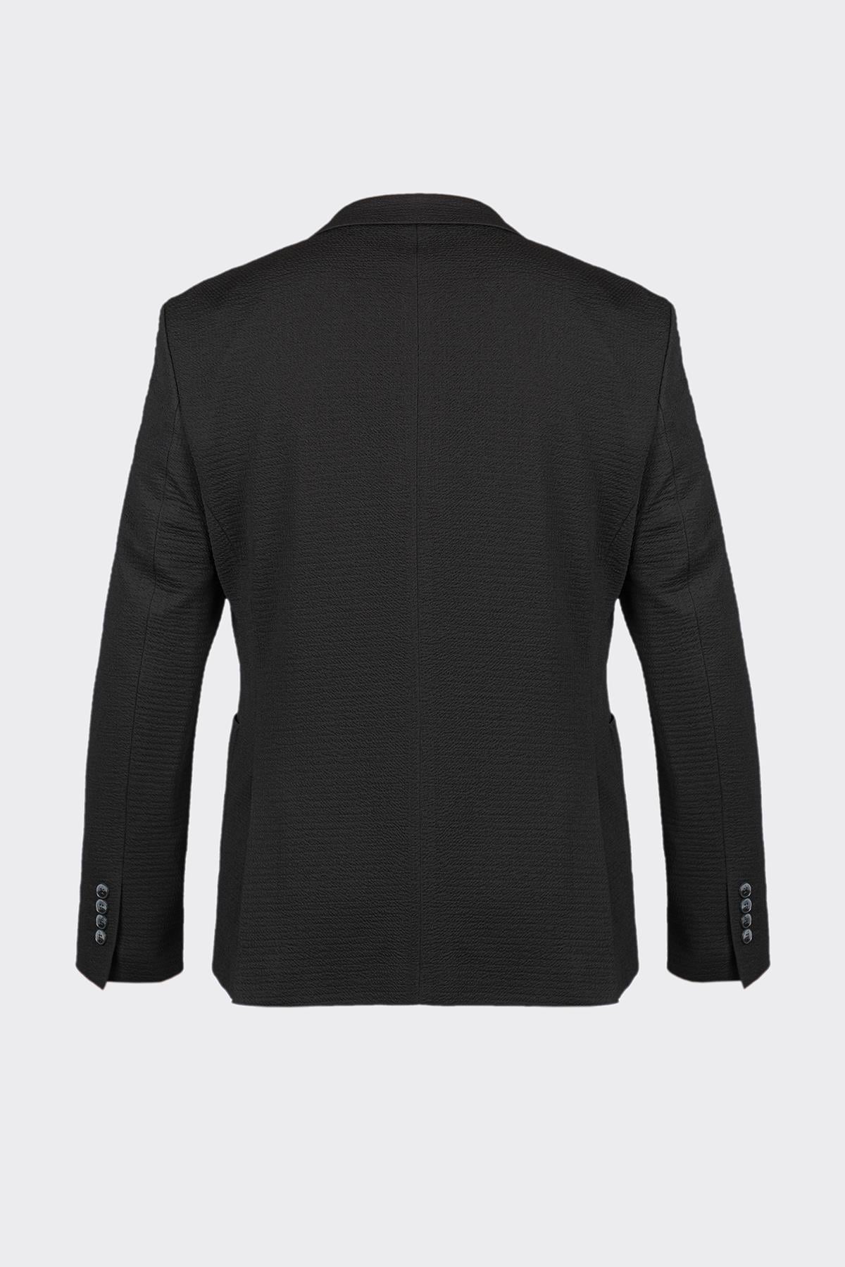 Siyah Casual Slim Fit Bi-Stretch Ceket