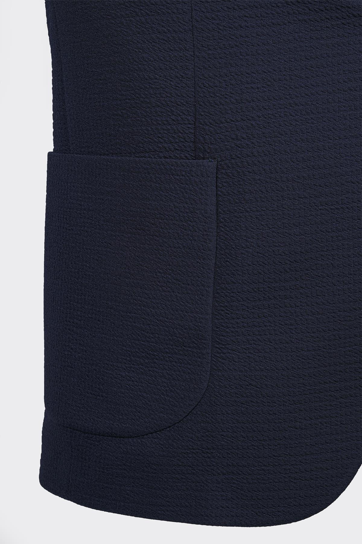 Lacivert Casual Slim Fit Bi-Stretch Ceket
