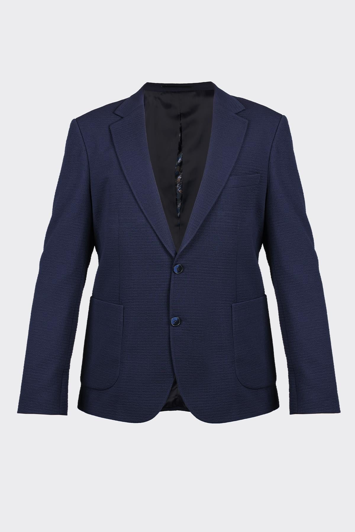 Lacivert Casual Slim Fit Bi-Stretch Ceket