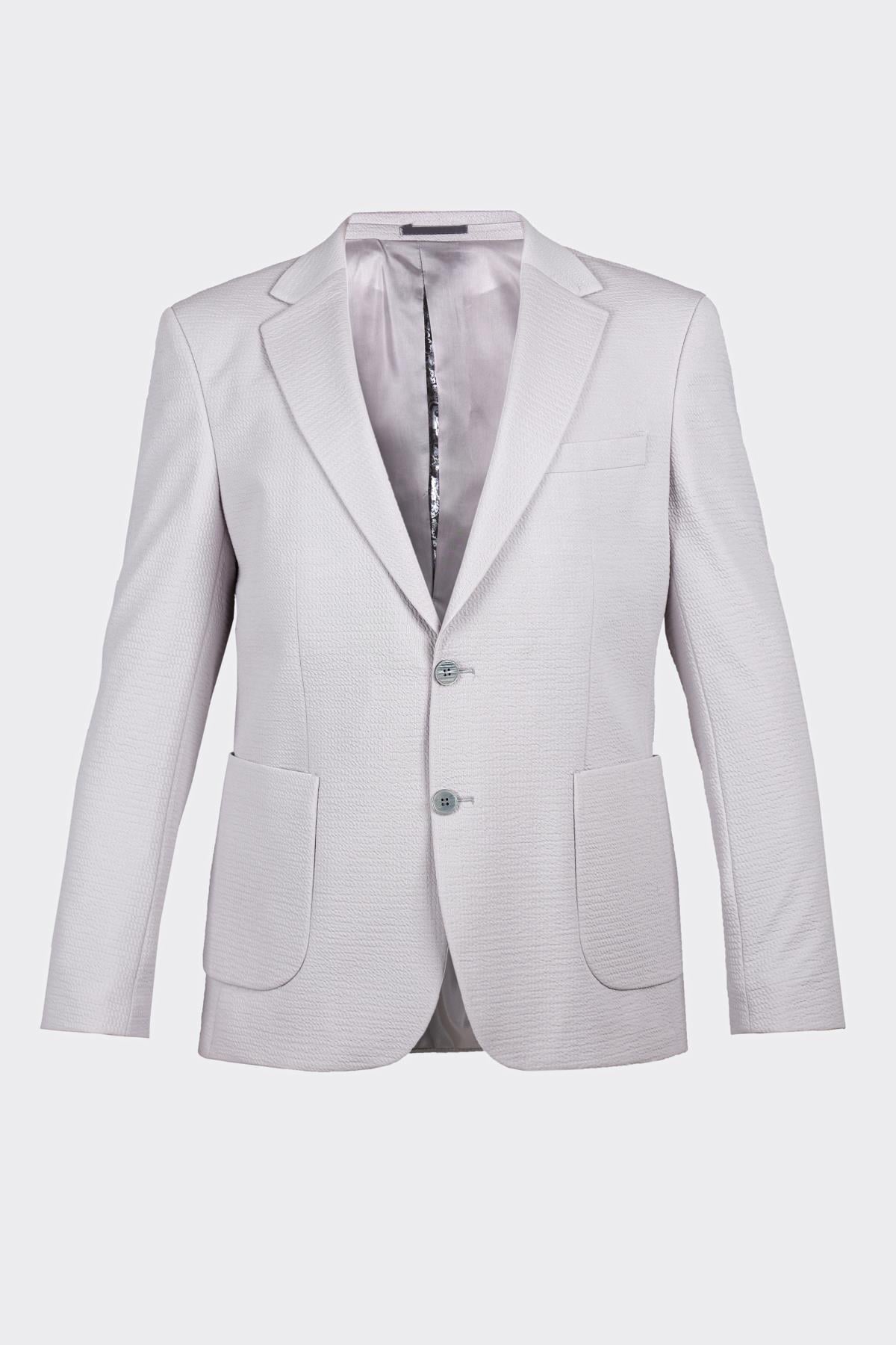 Gri Casual Slim Fit Bi-Stretch Ceket