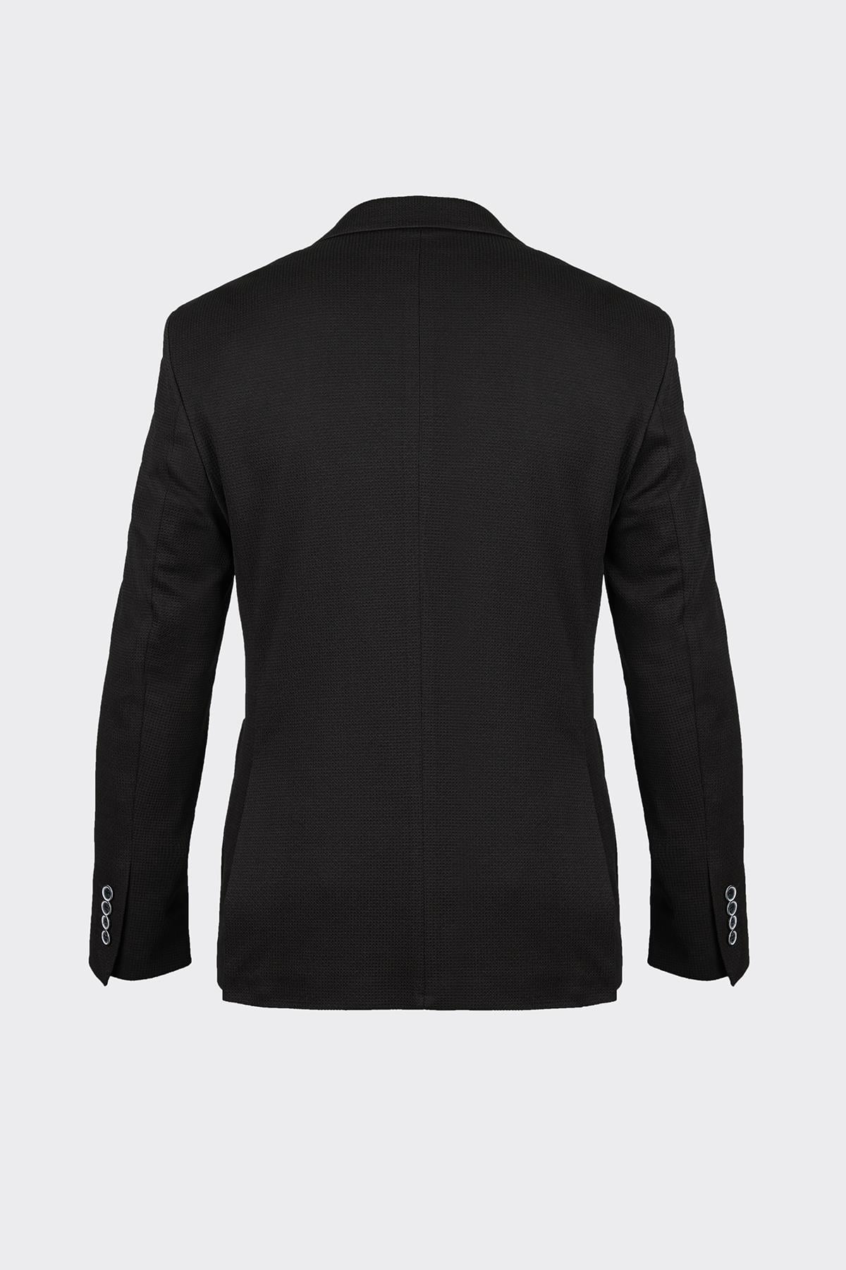 Siyah Casual Slim Fit Bi-Stretch Ceket