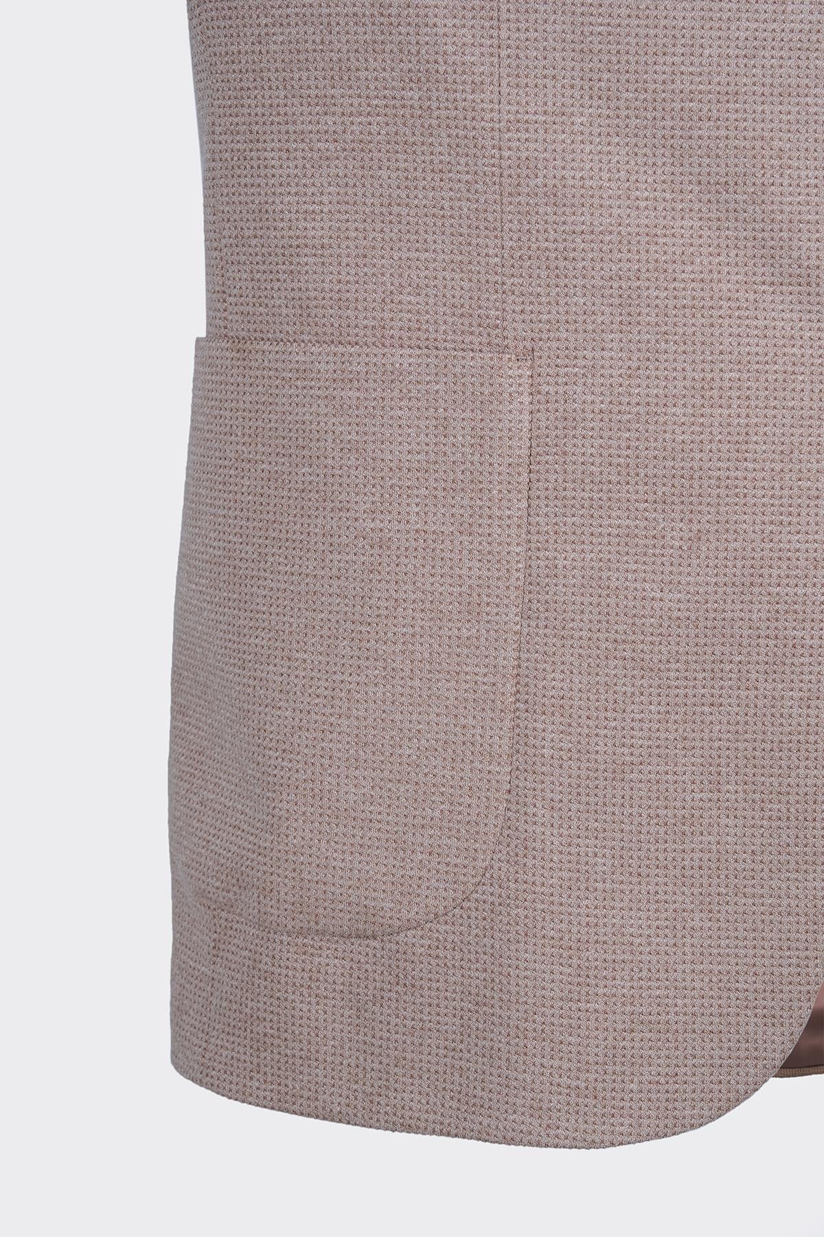 Taş Rengi Casual Slim Fit Bi-Stretch Ceket