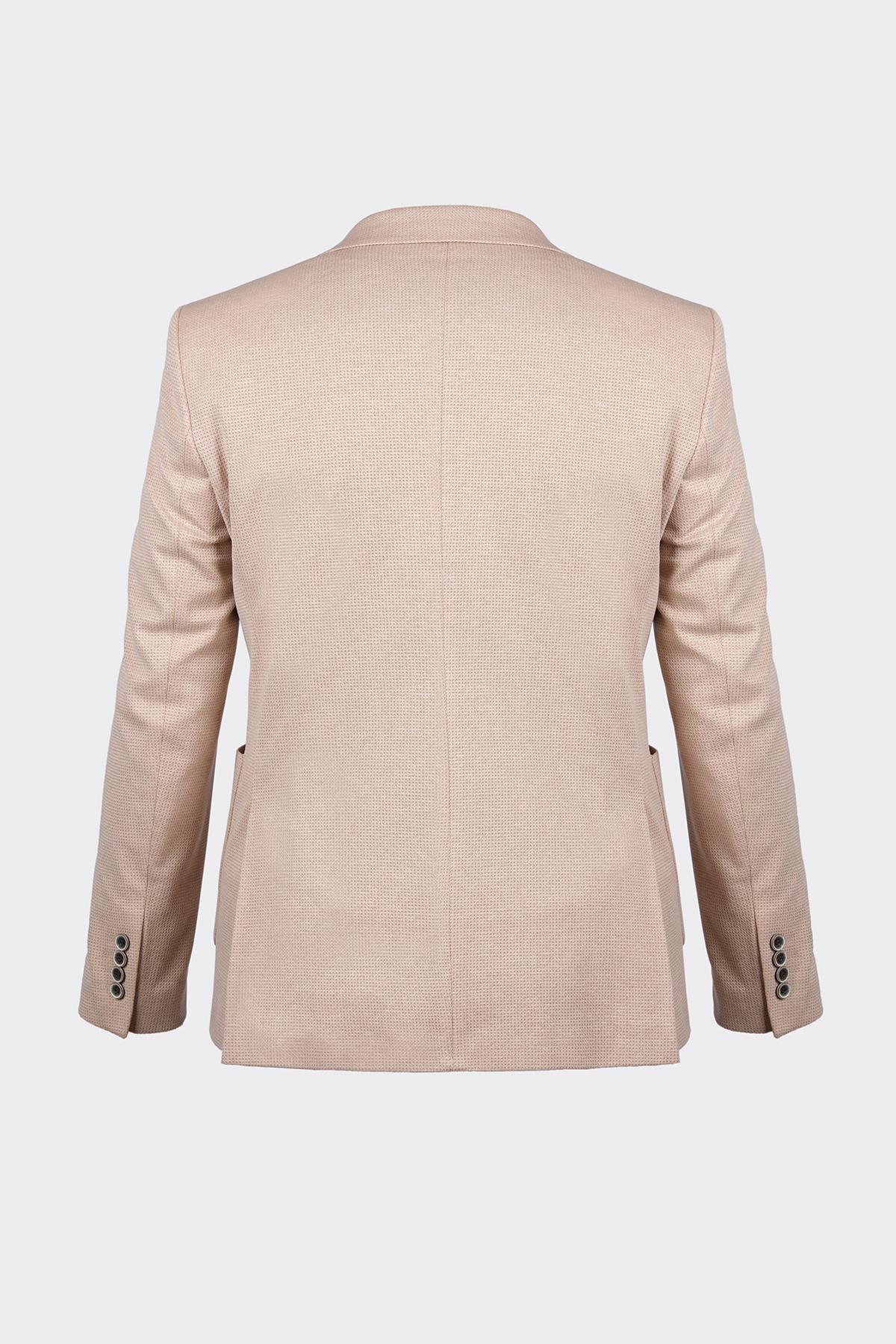 Bej Casual Slim Fit Bi-Stretch Ceket