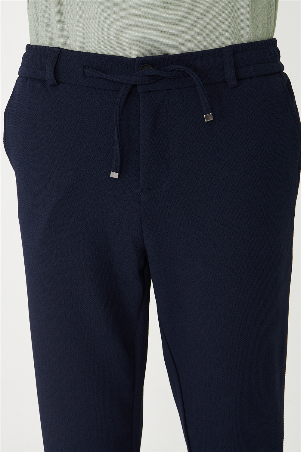 Lacivert Modern Kesim Bağcıklı Smart Casual Jogger Pantolon