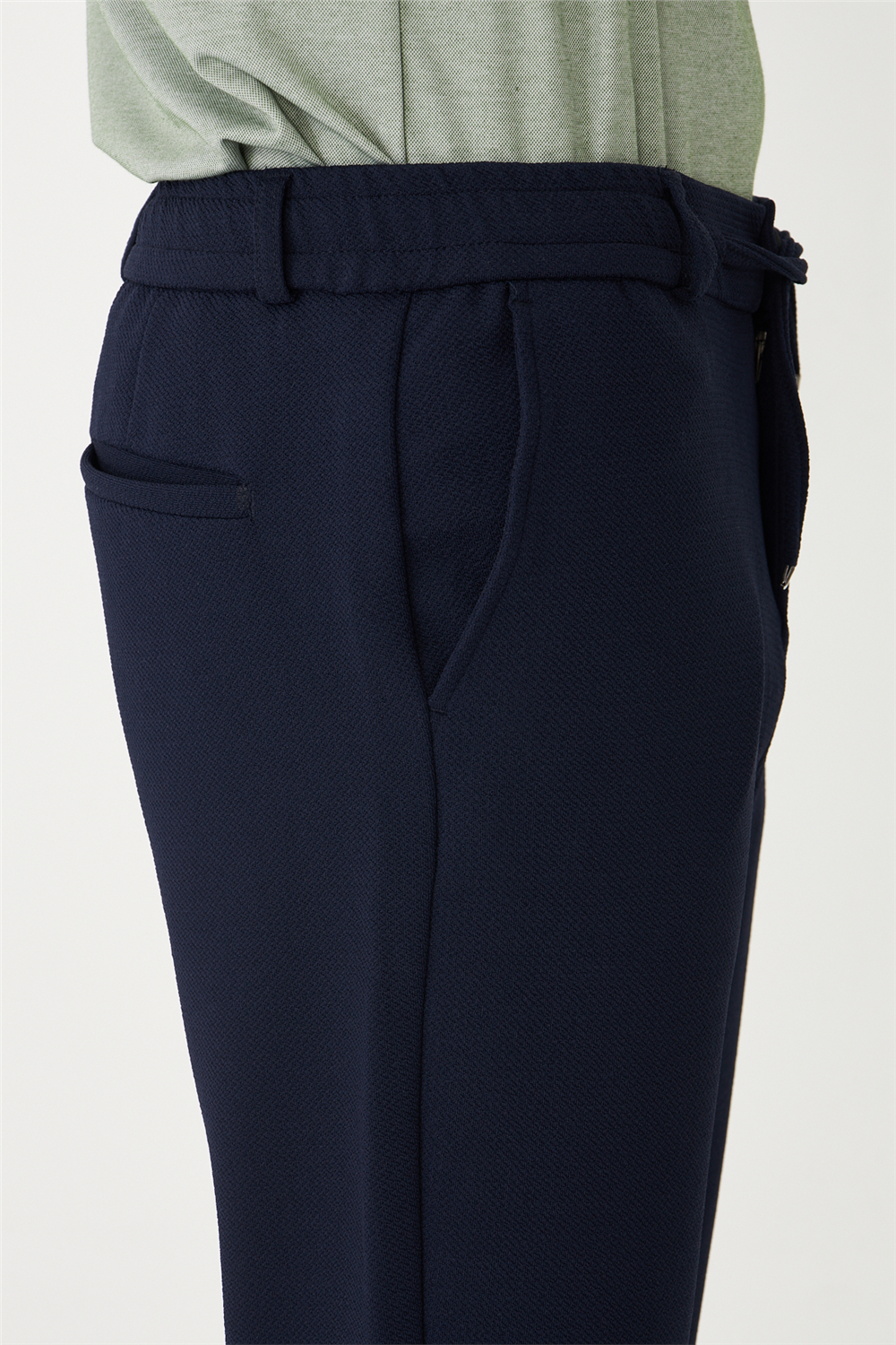Lacivert Modern Kesim Bağcıklı Smart Casual Jogger Pantolon