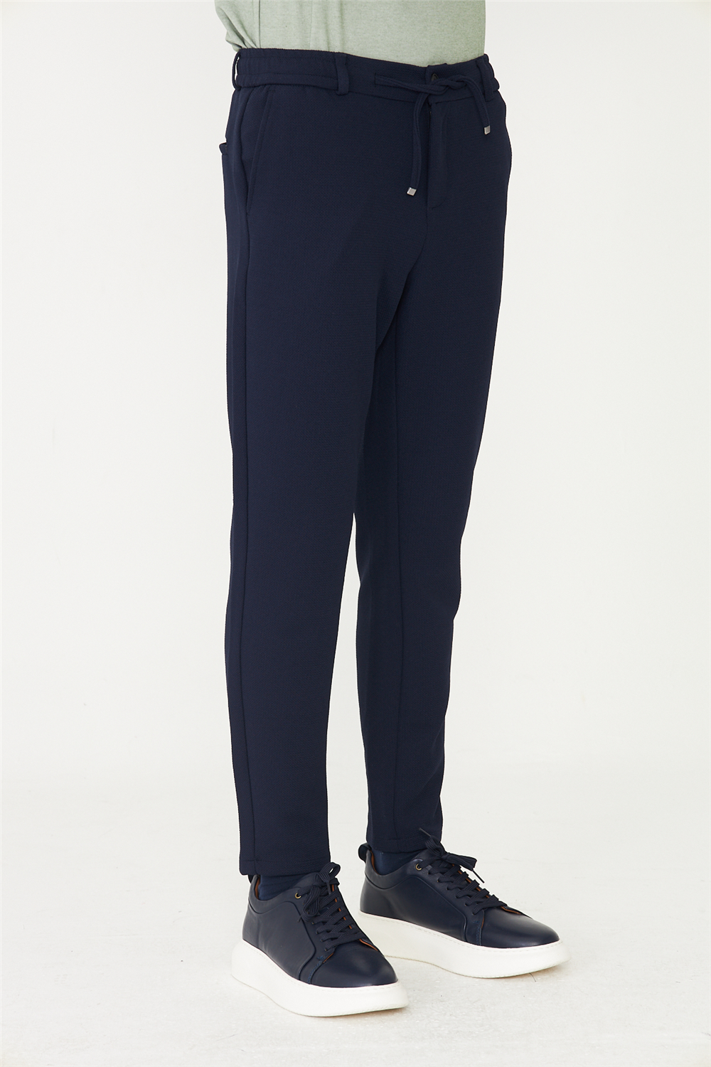 Lacivert Modern Kesim Bağcıklı Smart Casual Jogger Pantolon