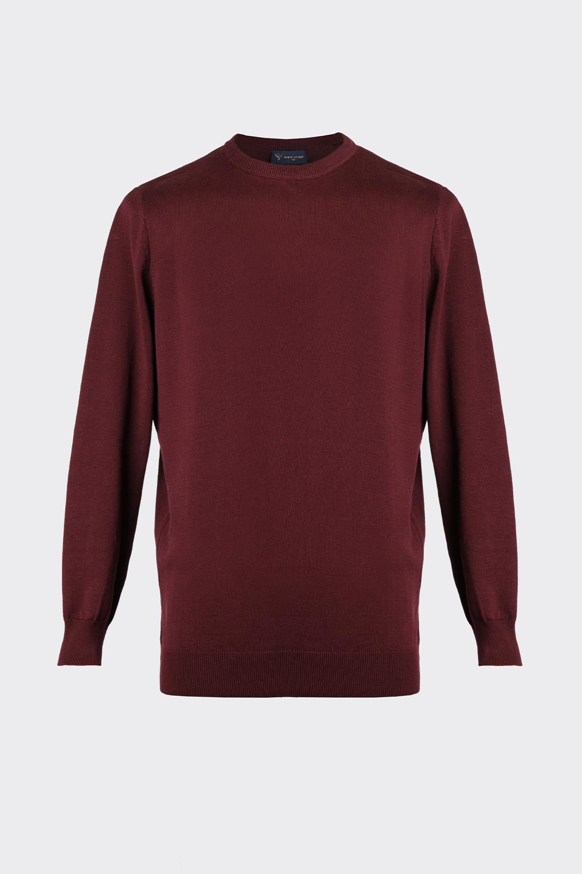 Bisiklet Yaka Düz Premium Triko Kaza Bordo