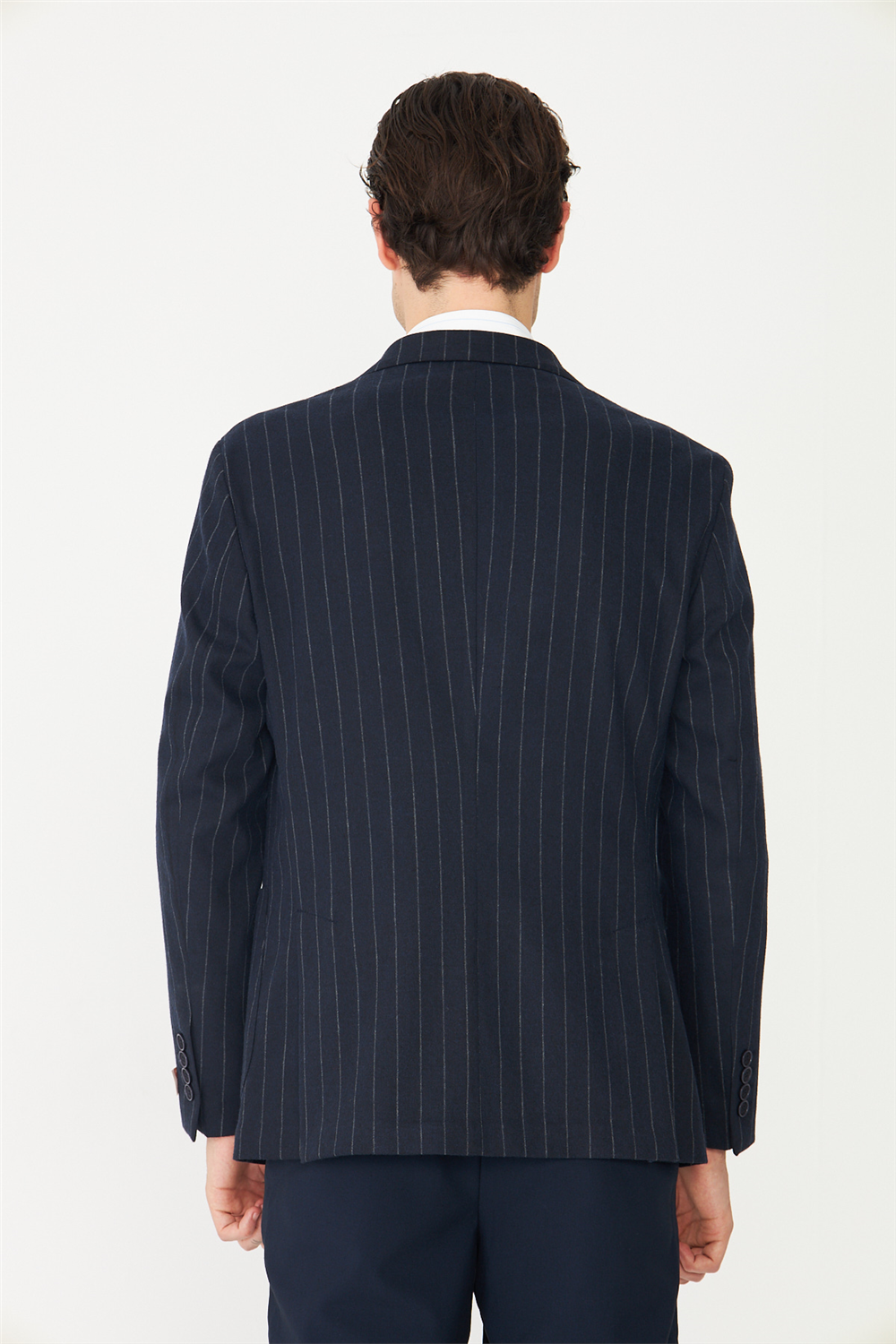 Lacivert Çizgili Spor Blazer Ceket