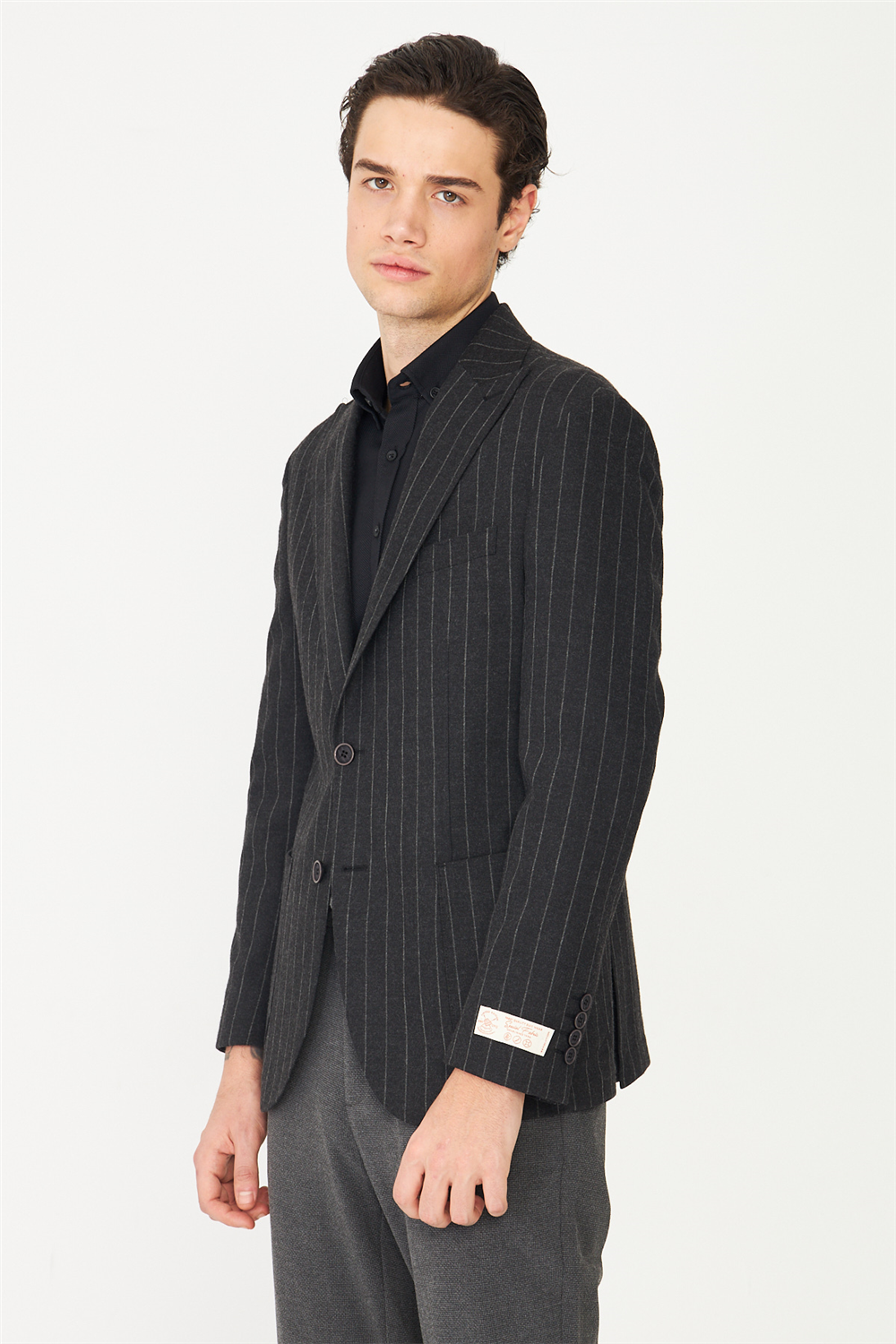 Antrasit Çizgili Spor Blazer Ceket