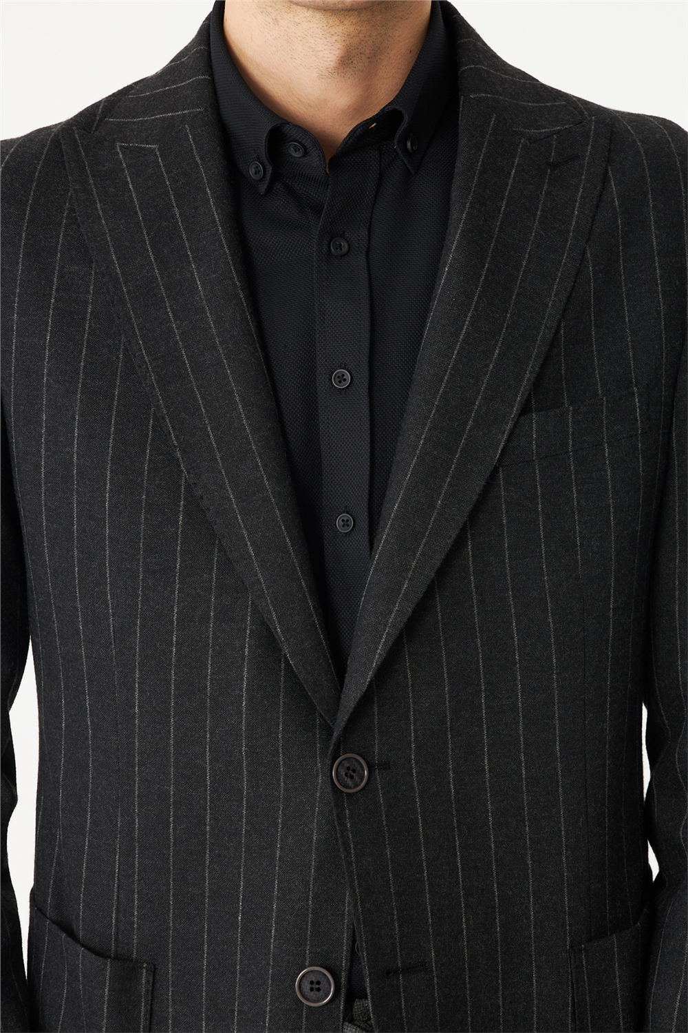 Antrasit Çizgili Spor Blazer Ceket