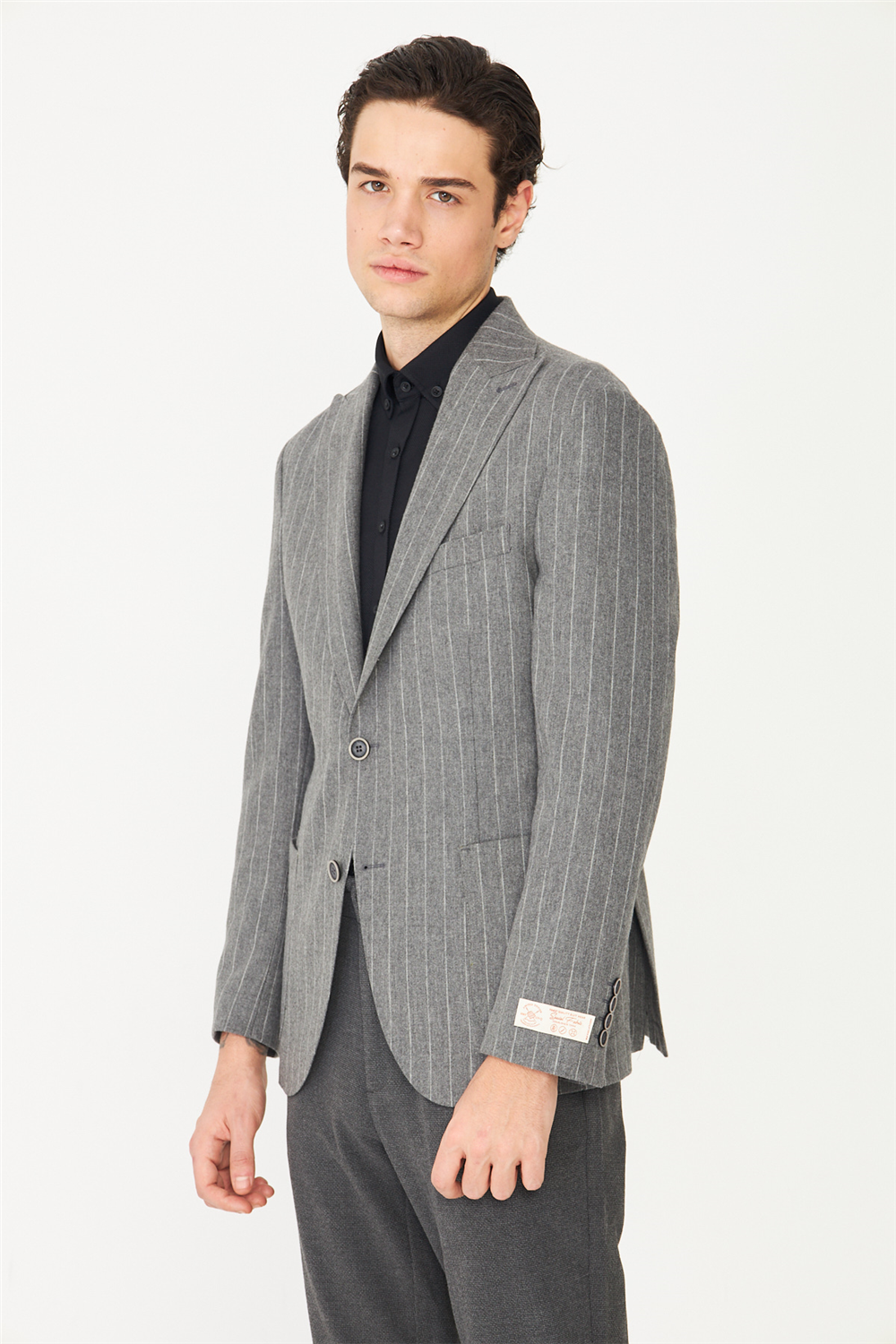 Gri Çizgili Spor Blazer Ceket