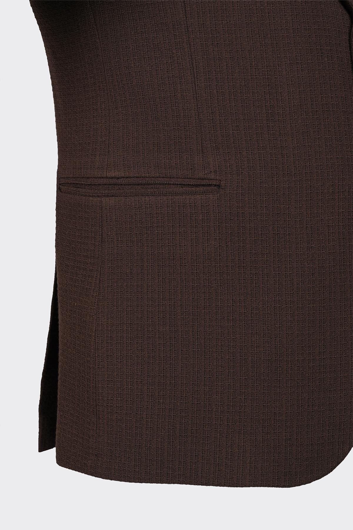 Kahverengi Kapak Cepli Smart Casual Ceket