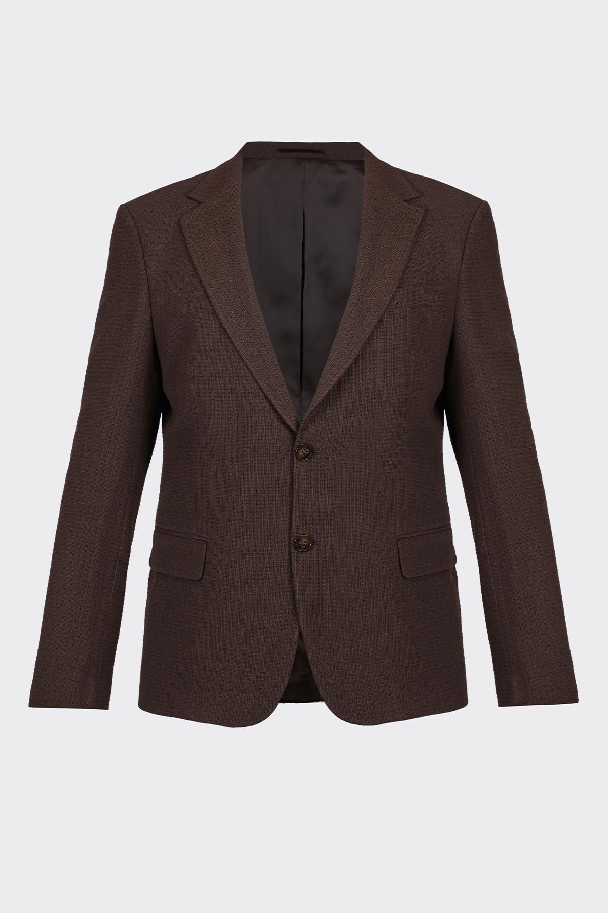 Kahverengi Kapak Cepli Smart Casual Ceket