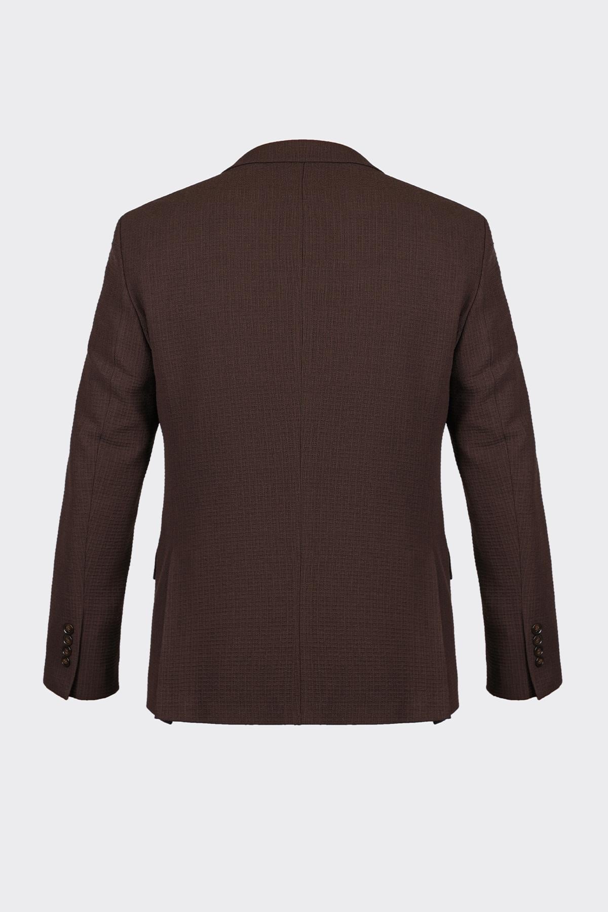 Kahverengi Kapak Cepli Smart Casual Ceket