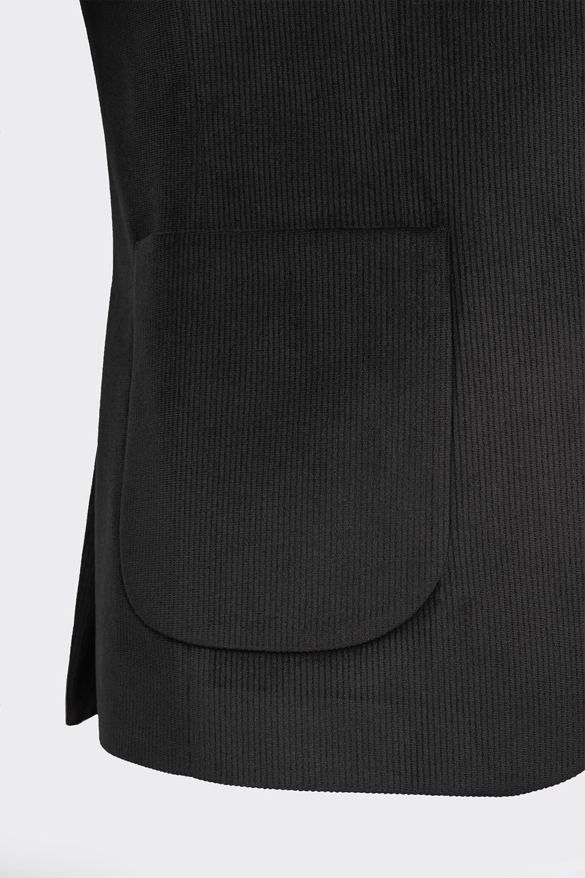 Siyah Kadife Fitilli Casual Premium Ceket