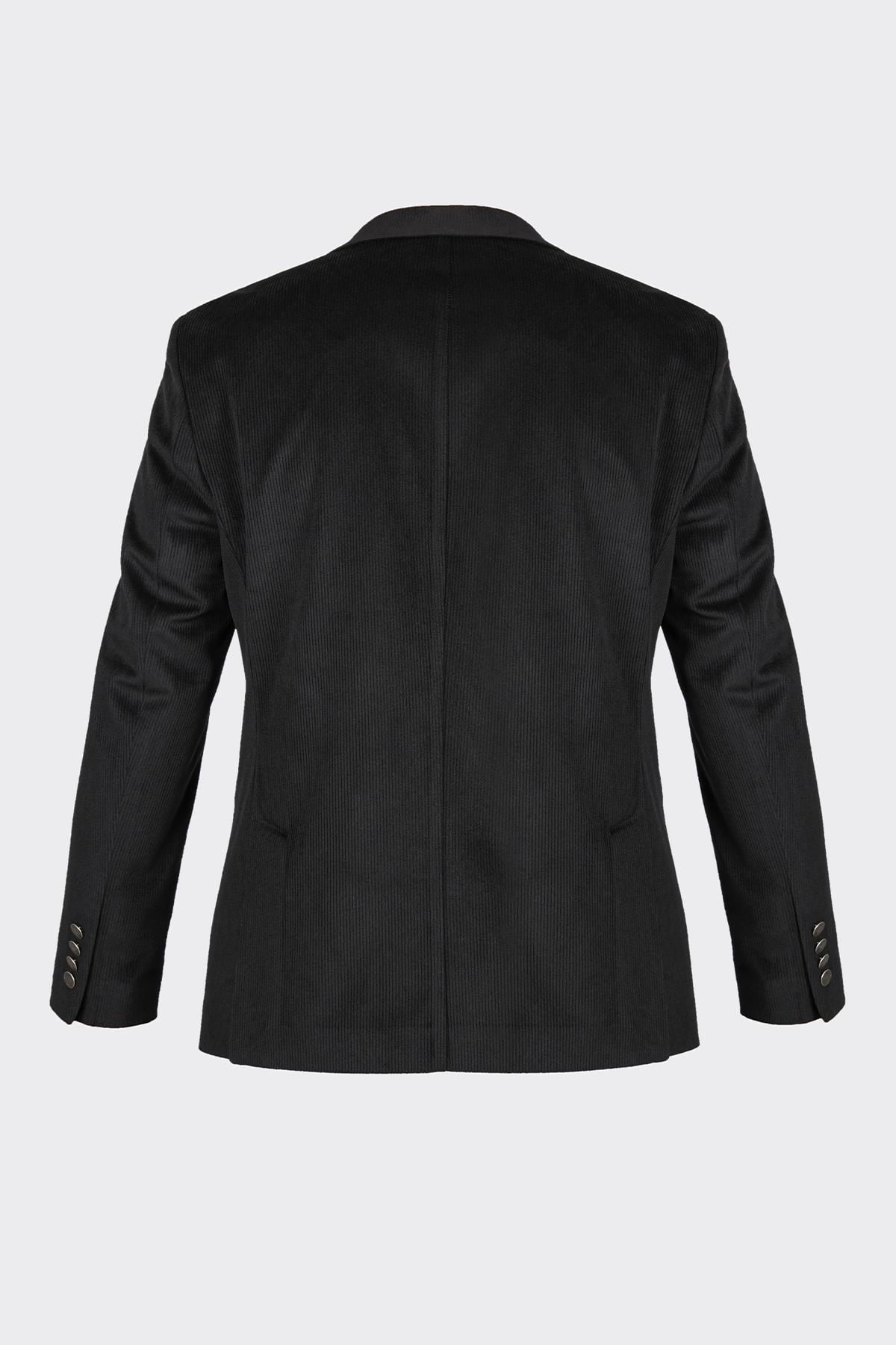 Siyah Kadife Fitilli Casual Premium Ceket