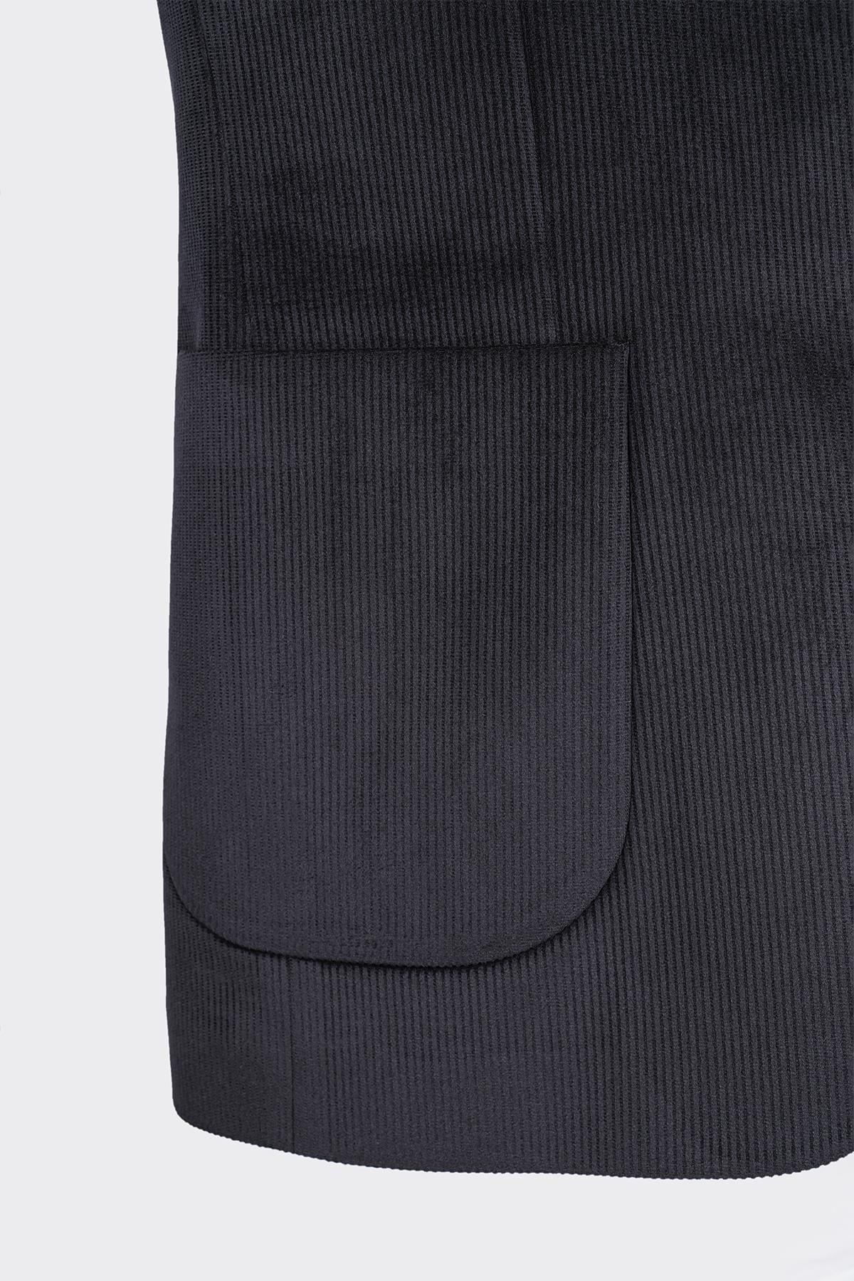Lacivert Kadife Fitilli Casual Premium Ceket