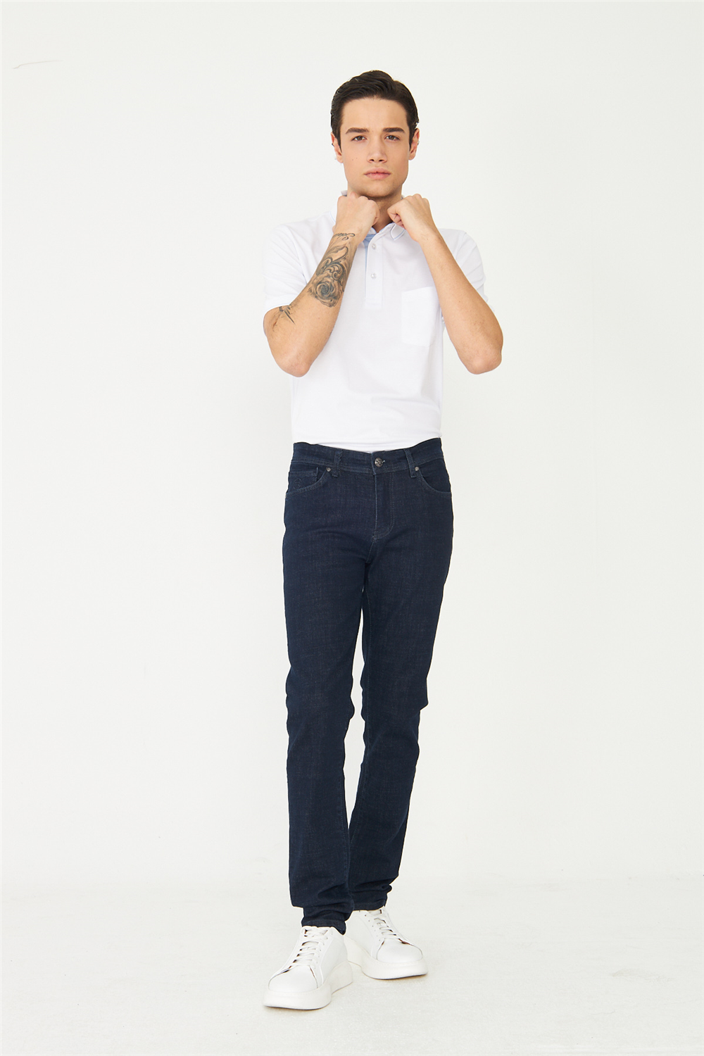 Lacivert Klasik Duruşlu Günlük Denim Pantolon