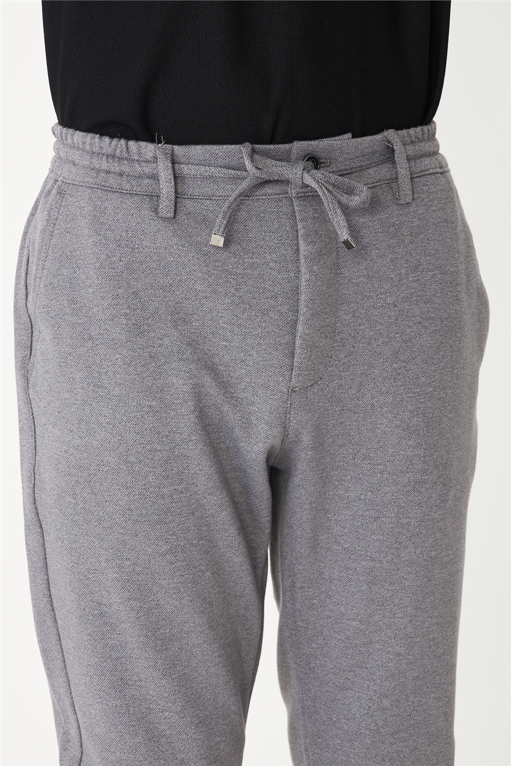 Gri Bağcıklı Rahat Kesim Jogger Pantolon