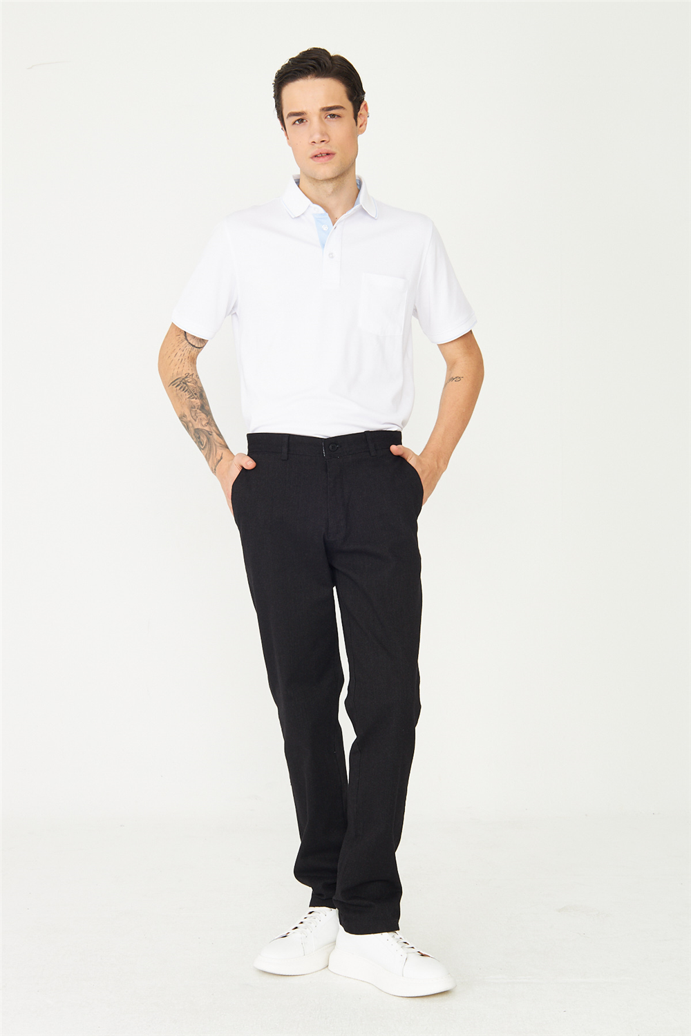 Siyah Premium Dokulu Klasik Pantolon