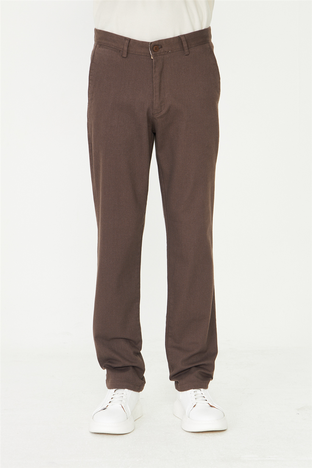 Kahverengi Dokulu Modern Klasik Pantolon