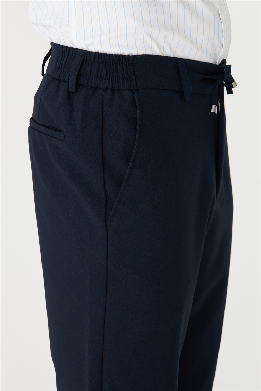 Lacivert Bağcıklı Smart Casual Pantolon