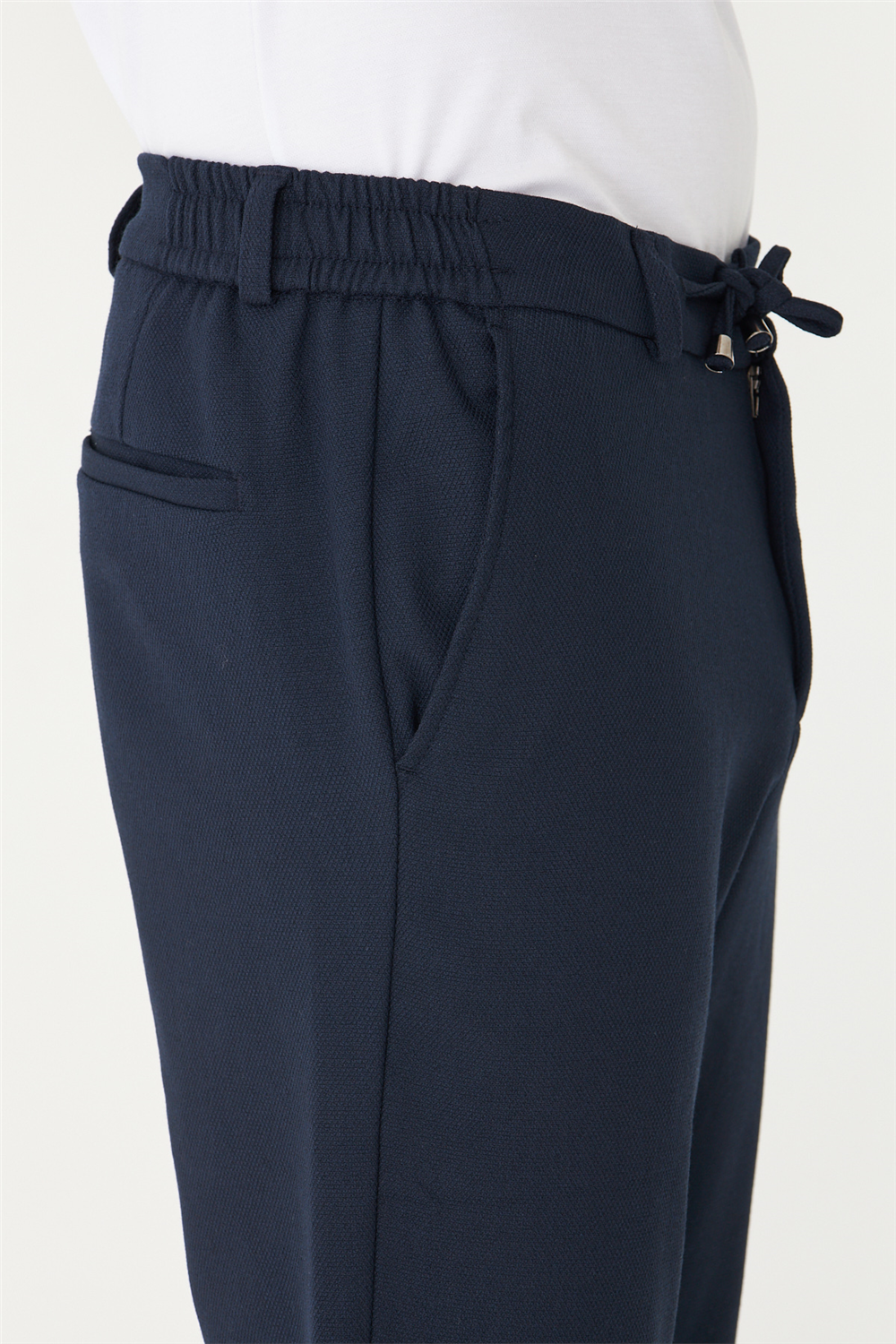 Lacivert Beli Bağcıklı Modern Kesim Jogger Erkek Pantolon