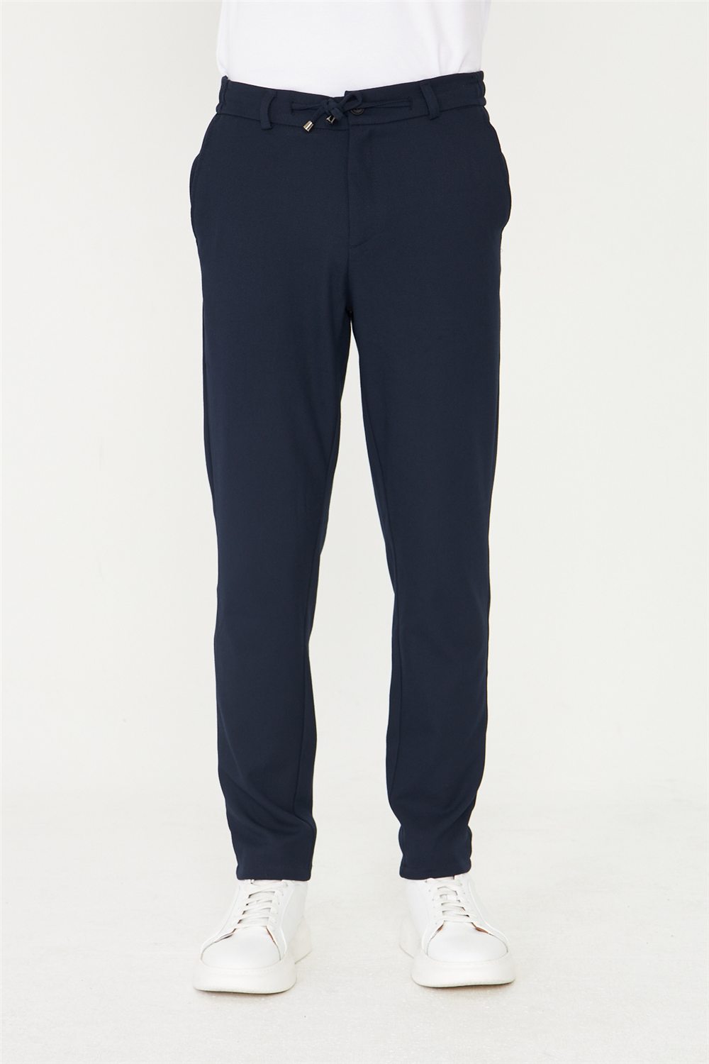 Lacivert Beli Bağcıklı Modern Kesim Jogger Erkek Pantolon