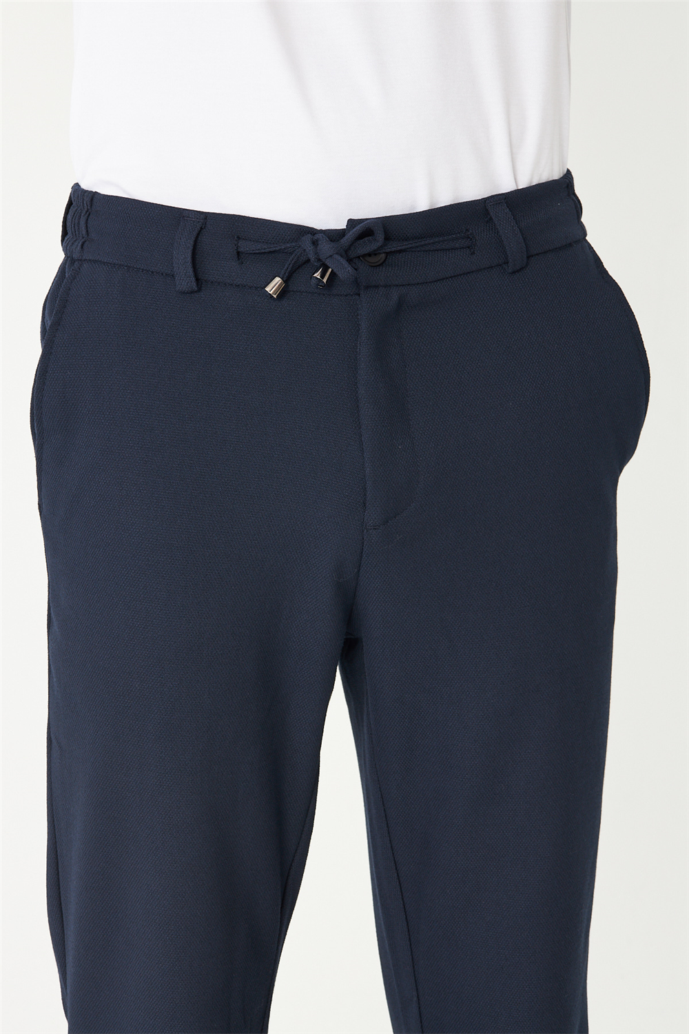 Lacivert Beli Bağcıklı Modern Kesim Jogger Erkek Pantolon