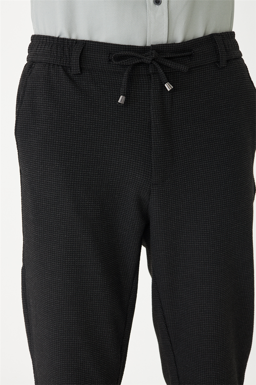 Siyah Bağcıklı Smart Casual Pantolon