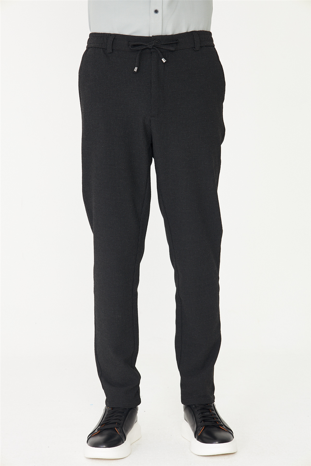 Siyah Bağcıklı Smart Casual Pantolon