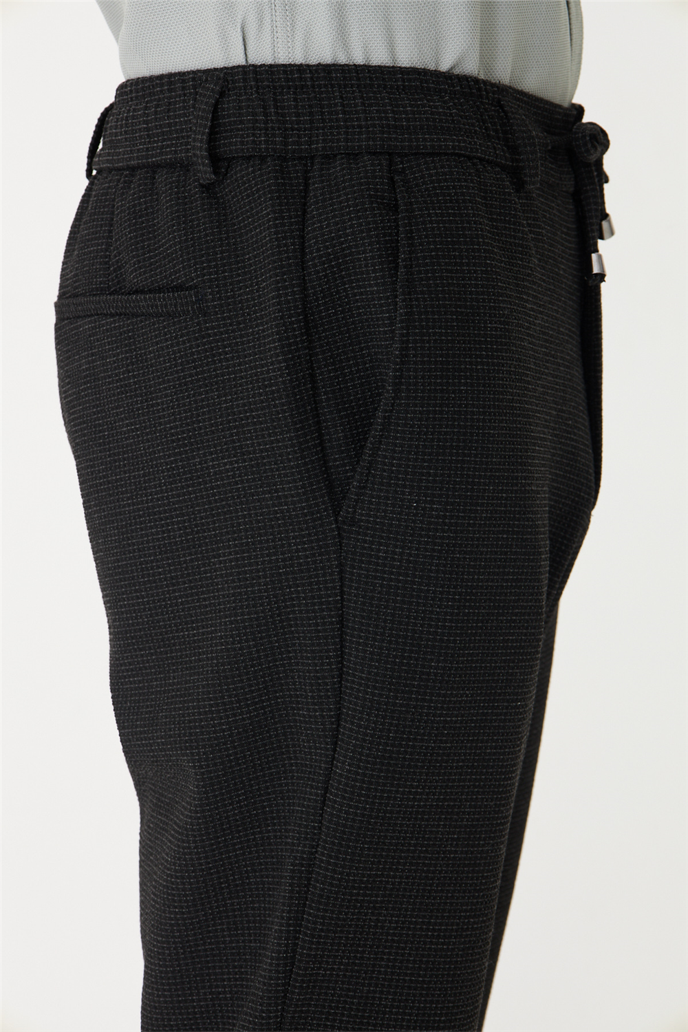 Siyah Bağcıklı Smart Casual Pantolon