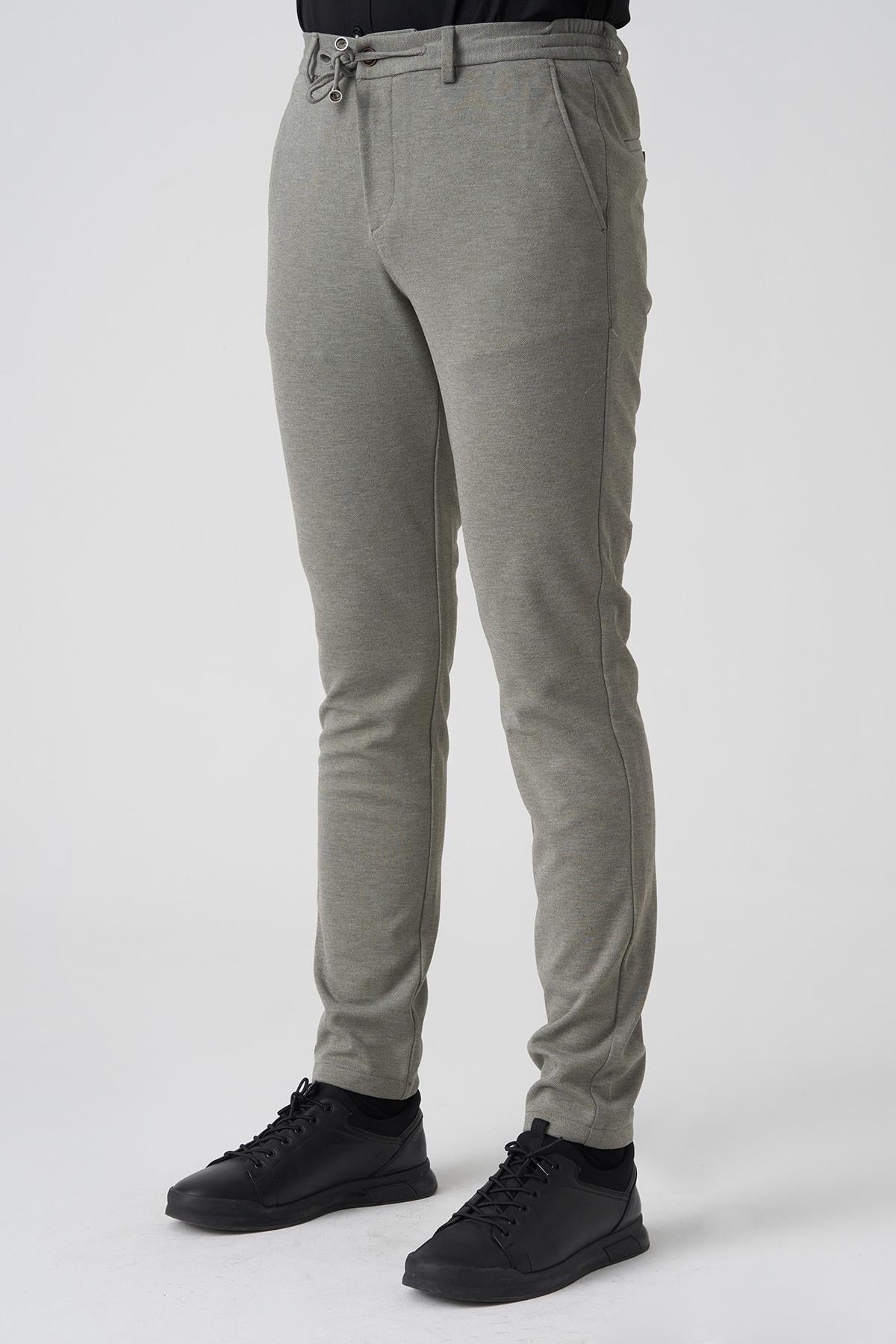 White Stone Barcelos P1035 Regular Fit Semanta Likralı Orme Jogger Pantolon Haki