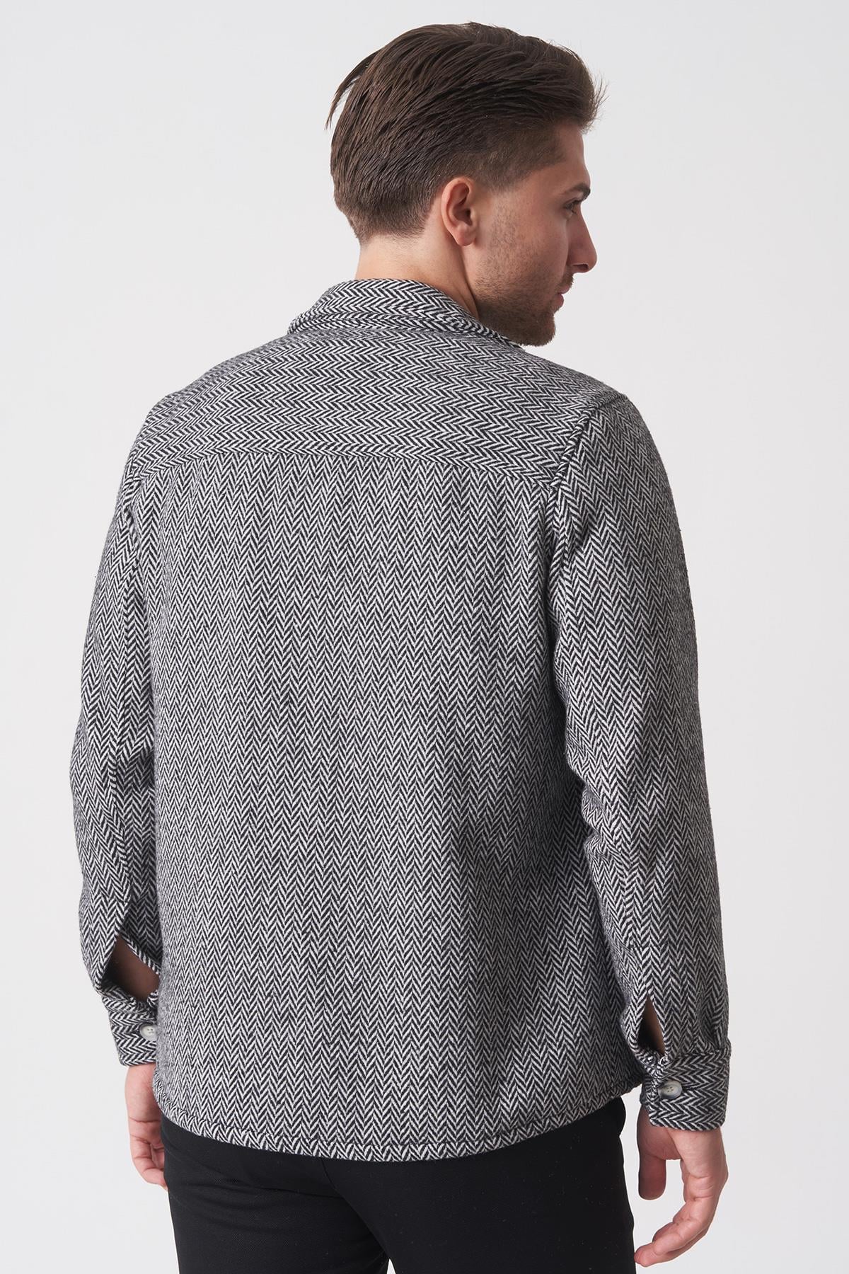 White Stone  São Paulo G2527 Slim Fit Ceket Gömlek Desenli