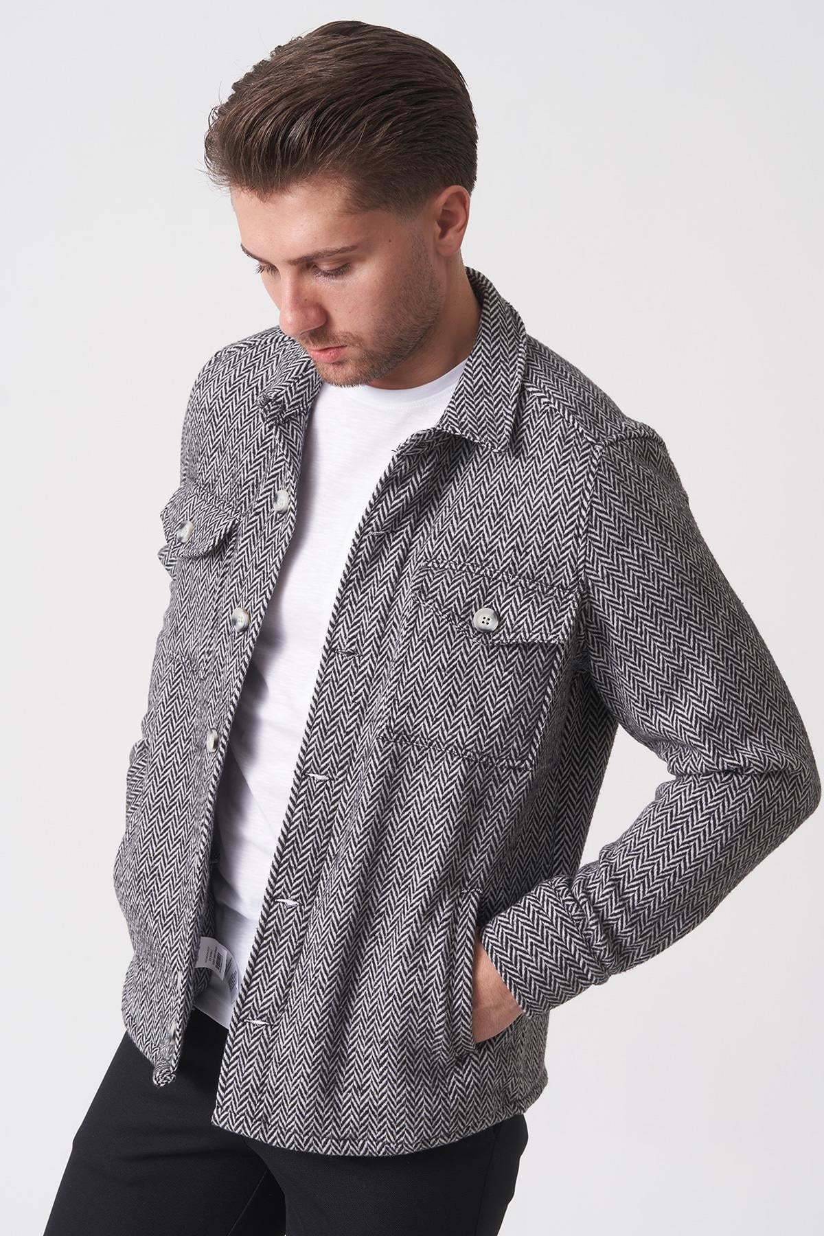 White Stone  São Paulo G2527 Slim Fit Ceket Gömlek Desenli