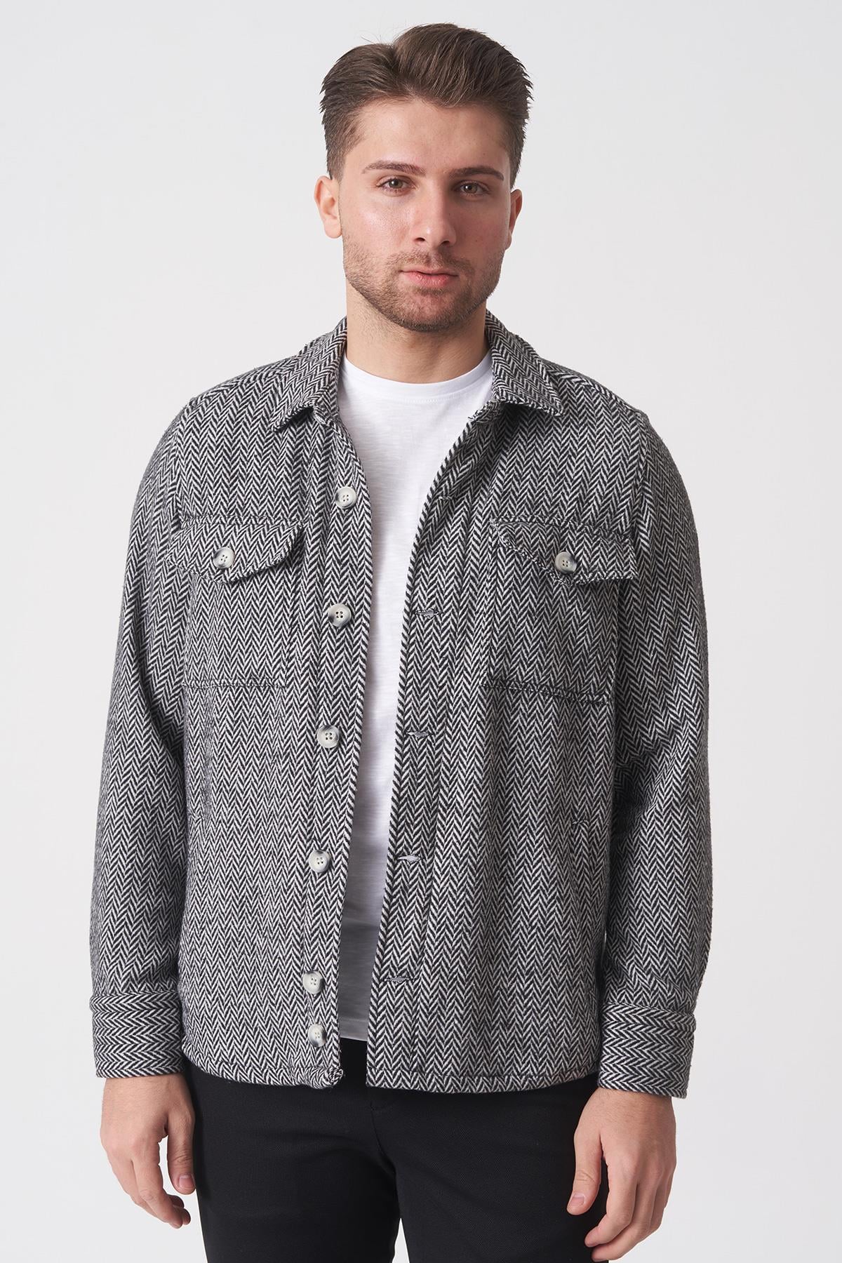 White Stone  São Paulo G2527 Slim Fit Ceket Gömlek Desenli