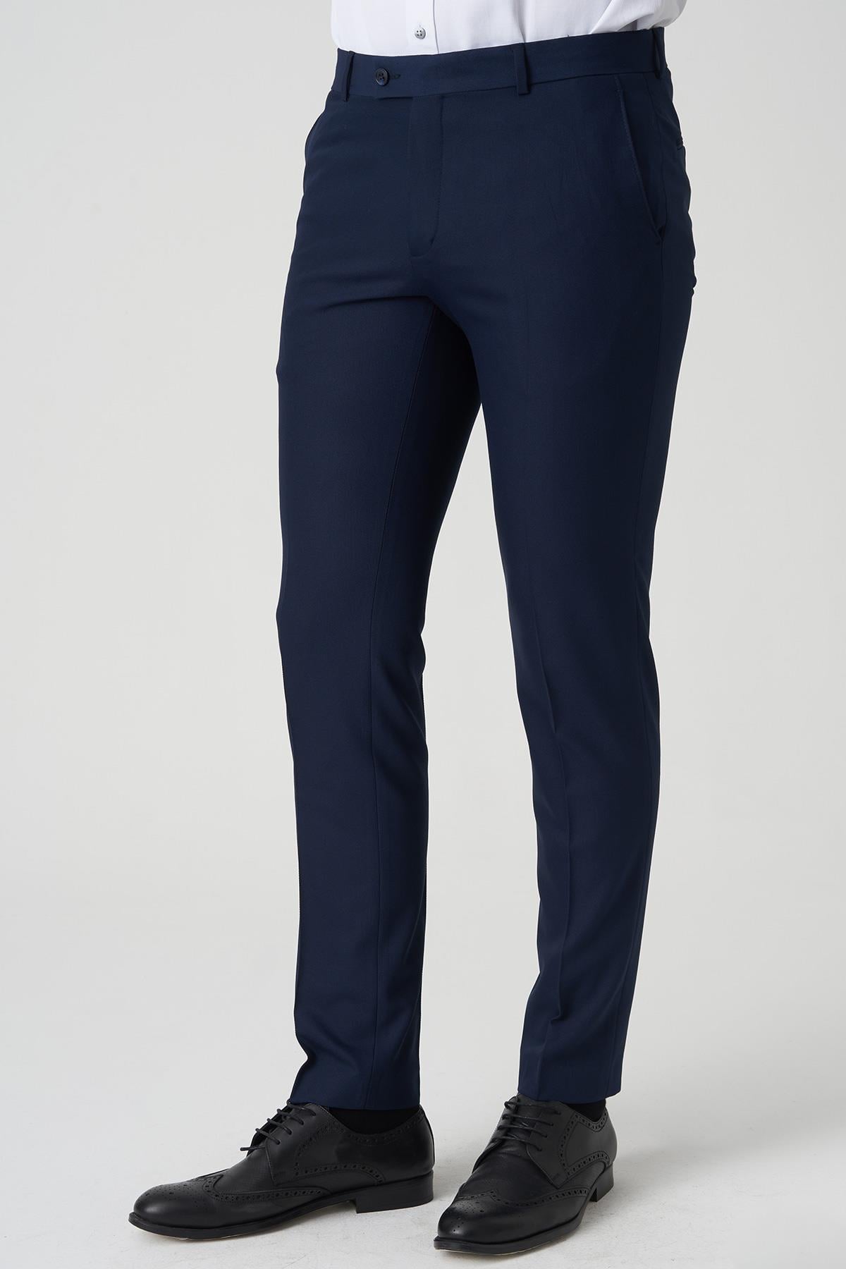 White Stonee Agualva-Cacém P1022 Slim Fit Düz Kumaş Pantolon K.Laci