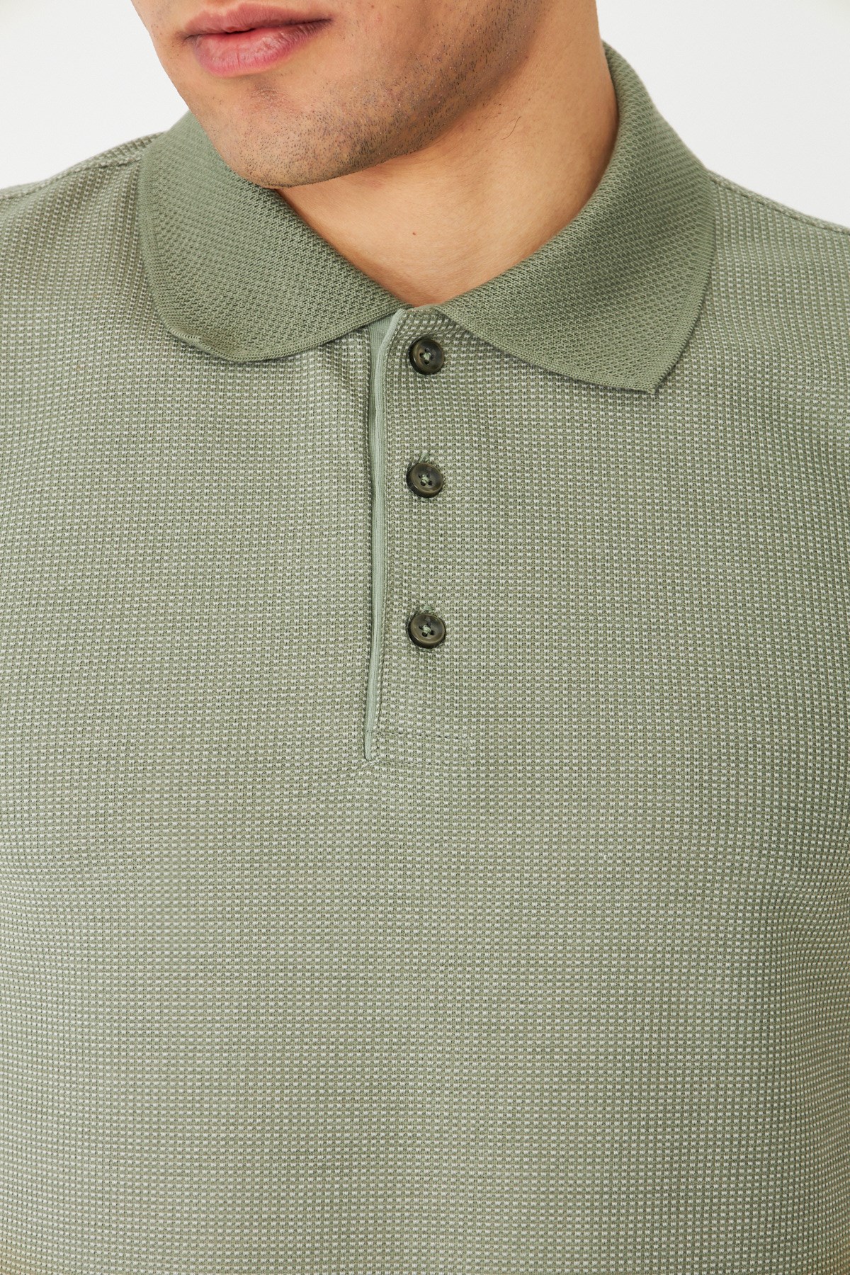Yeşil Modern Kesim Polo Yaka Erkek T-Shirt
