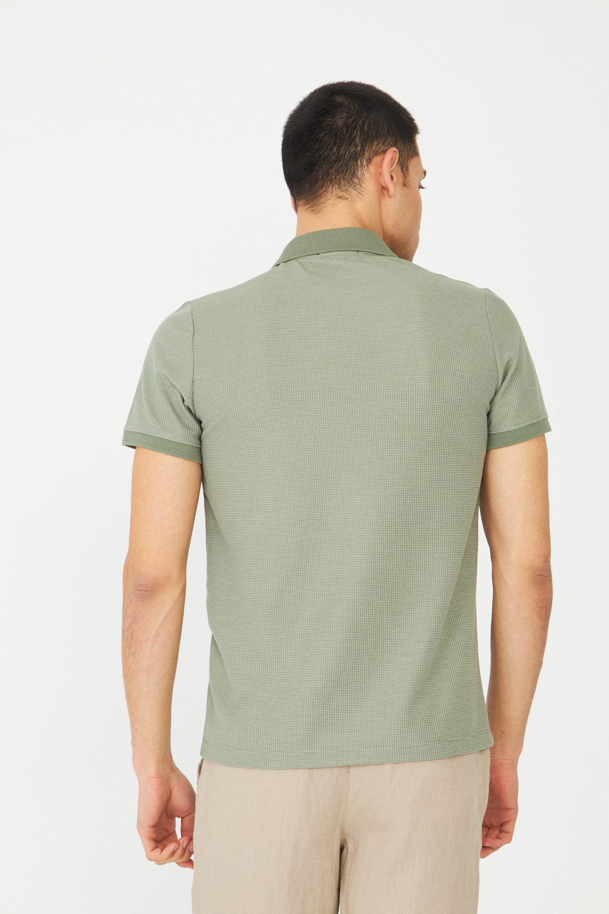 Yeşil Modern Kesim Polo Yaka Erkek T-Shirt
