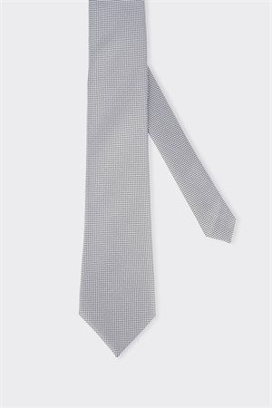 Gri Kuş Gözü Desenli Kravat