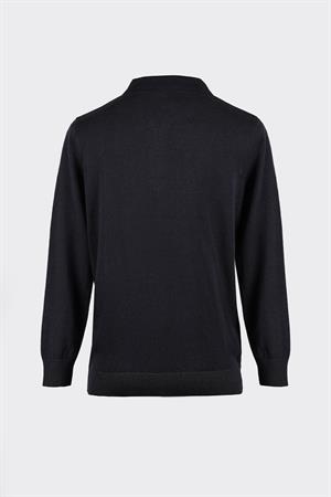 Polo Yaka Yarım Fermuarlı Premium Triko Kazak Lacivert