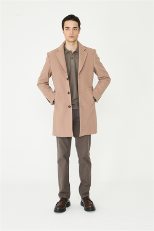 Bej Astarlı İç Cepli Kaşe Kaban Regular Fit