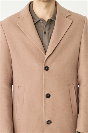 Bej Astarlı İç Cepli Kaşe Kaban Regular Fit