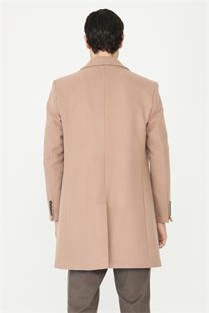 Bej Astarlı İç Cepli Kaşe Kaban Regular Fit