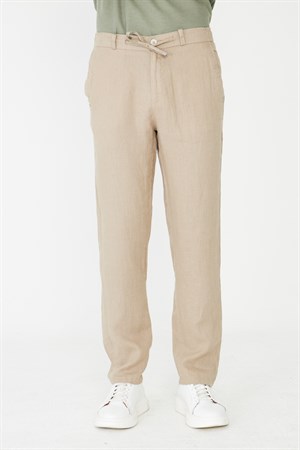 Açık Bej Bağcıklı Rahat Kesim Erkek Jogger Pantolon