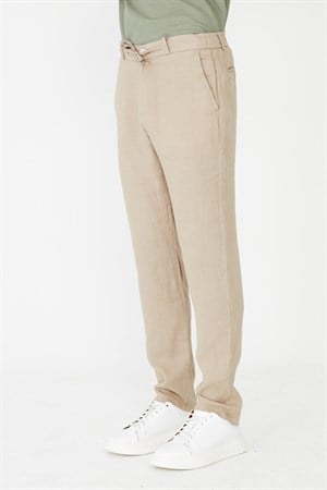 Açık Bej Bağcıklı Rahat Kesim Erkek Jogger Pantolon